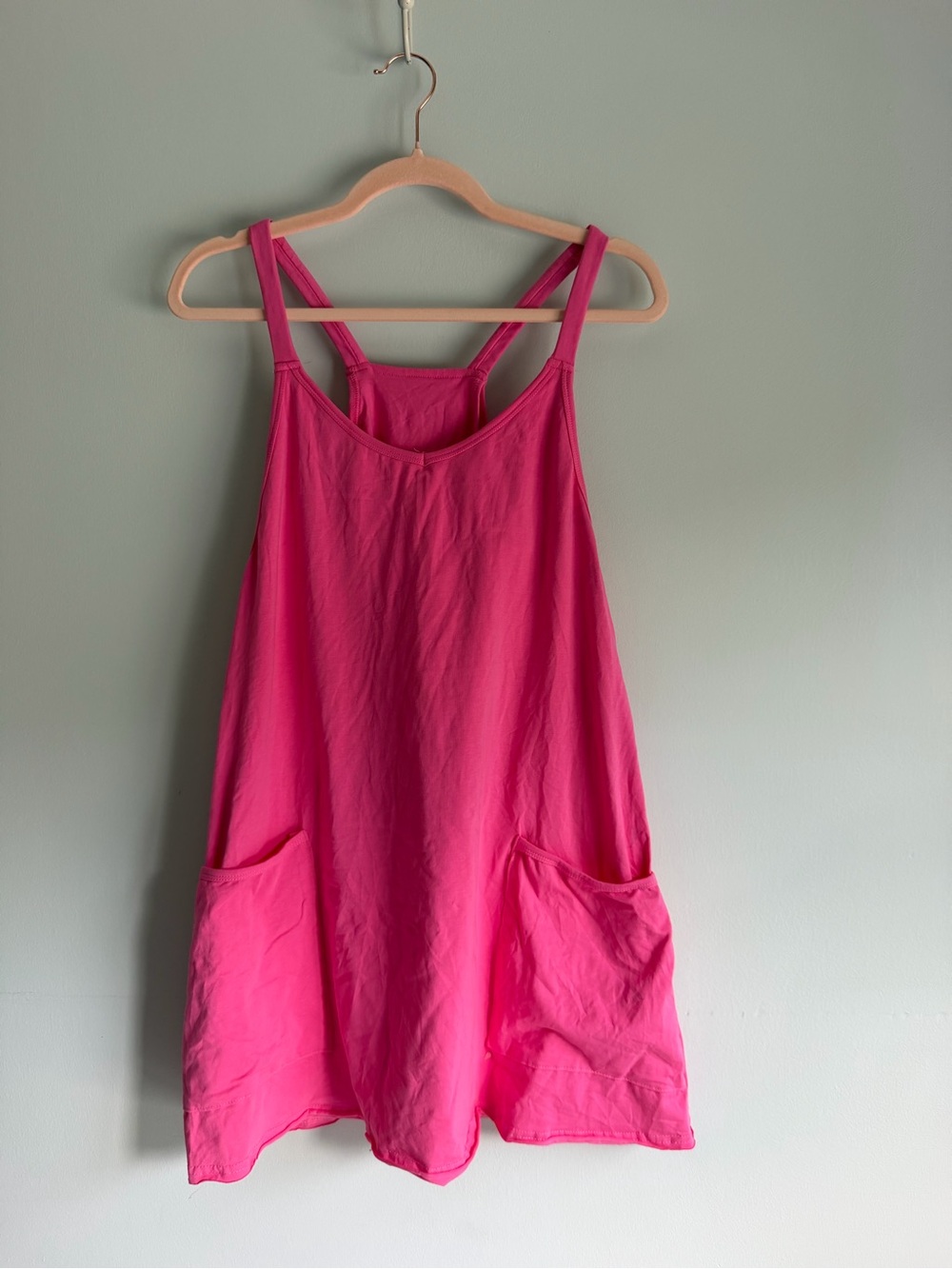 Hot Pink Sleeveless Pocket Romper Dress. Sz extra large